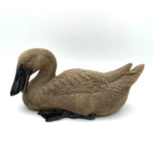 Vintage Chinese Shiwan Pottery Duck Figurine Lying Down Hand Crafted